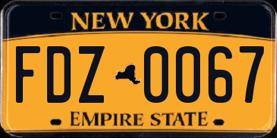 NY license plate FDZ0067