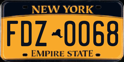 NY license plate FDZ0068