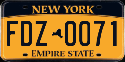 NY license plate FDZ0071