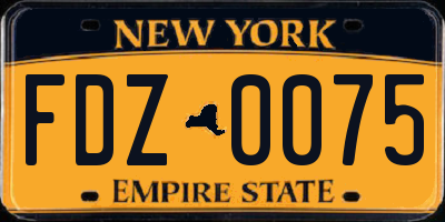NY license plate FDZ0075