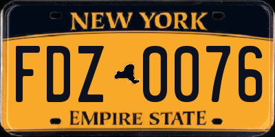 NY license plate FDZ0076