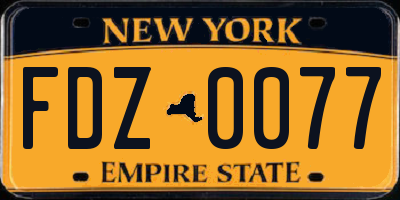 NY license plate FDZ0077