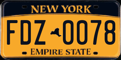 NY license plate FDZ0078