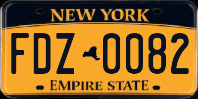 NY license plate FDZ0082