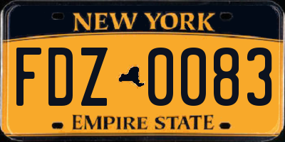 NY license plate FDZ0083