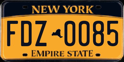 NY license plate FDZ0085