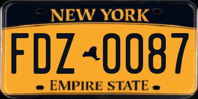 NY license plate FDZ0087