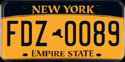 NY license plate FDZ0089