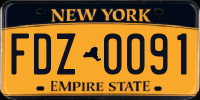 NY license plate FDZ0091