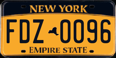 NY license plate FDZ0096