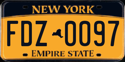 NY license plate FDZ0097