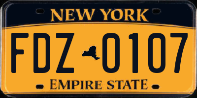 NY license plate FDZ0107
