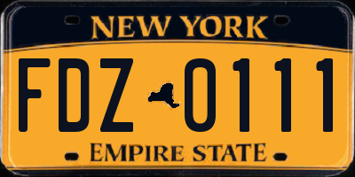 NY license plate FDZ0111