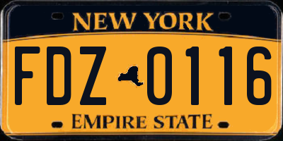 NY license plate FDZ0116