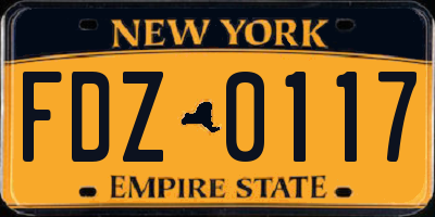 NY license plate FDZ0117