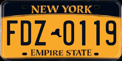 NY license plate FDZ0119