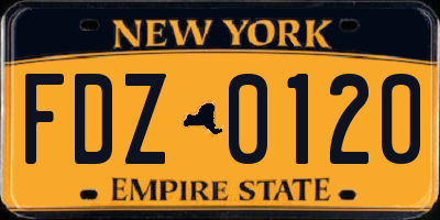 NY license plate FDZ0120