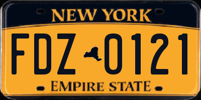 NY license plate FDZ0121