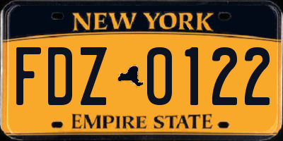 NY license plate FDZ0122