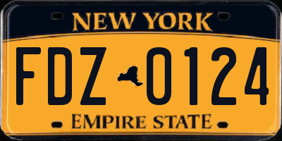 NY license plate FDZ0124