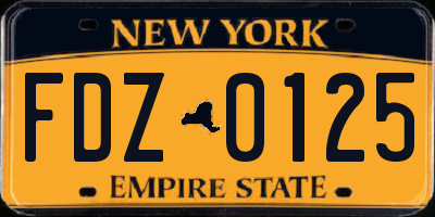 NY license plate FDZ0125