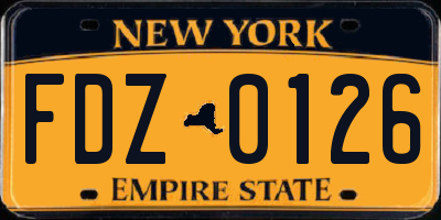 NY license plate FDZ0126