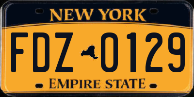 NY license plate FDZ0129