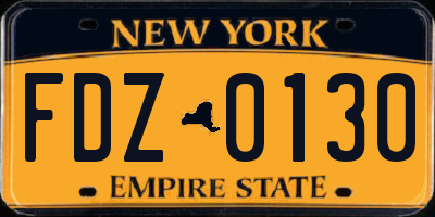 NY license plate FDZ0130