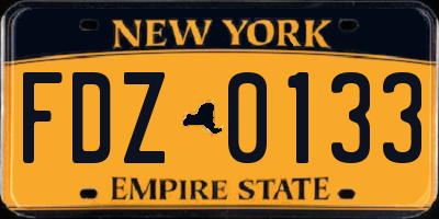 NY license plate FDZ0133
