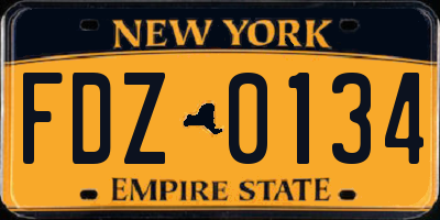 NY license plate FDZ0134