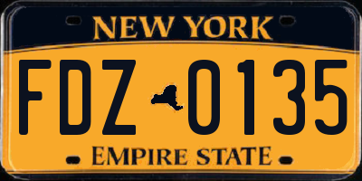 NY license plate FDZ0135