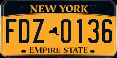 NY license plate FDZ0136