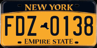 NY license plate FDZ0138
