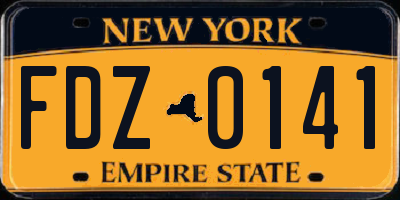 NY license plate FDZ0141