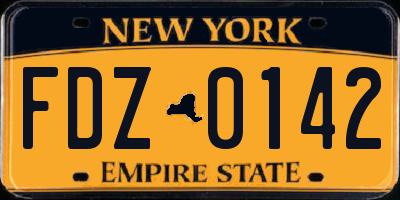 NY license plate FDZ0142