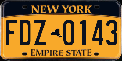 NY license plate FDZ0143
