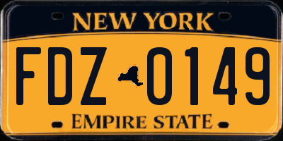 NY license plate FDZ0149