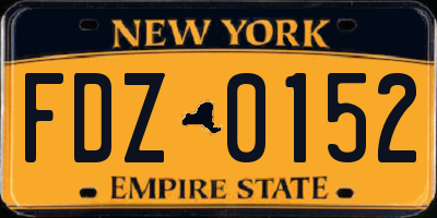 NY license plate FDZ0152