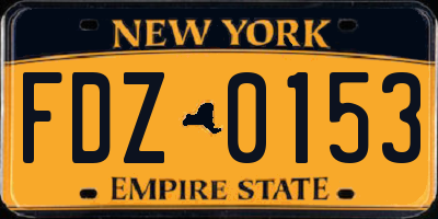 NY license plate FDZ0153
