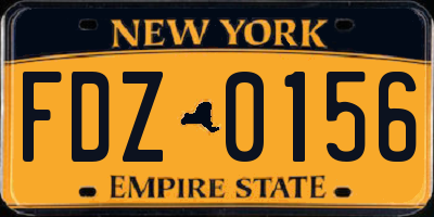 NY license plate FDZ0156