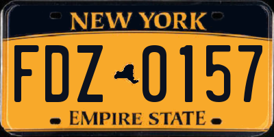 NY license plate FDZ0157