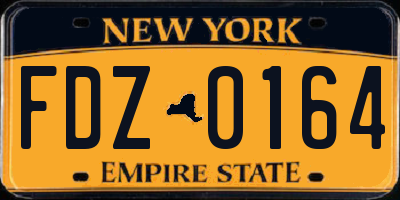NY license plate FDZ0164