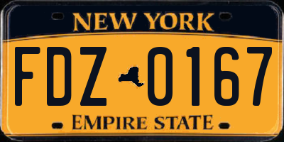 NY license plate FDZ0167