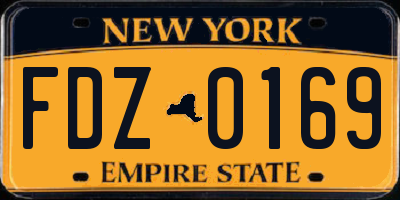 NY license plate FDZ0169