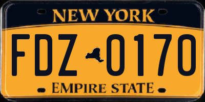 NY license plate FDZ0170