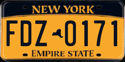 NY license plate FDZ0171