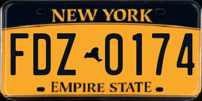 NY license plate FDZ0174