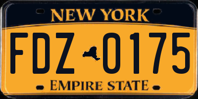 NY license plate FDZ0175