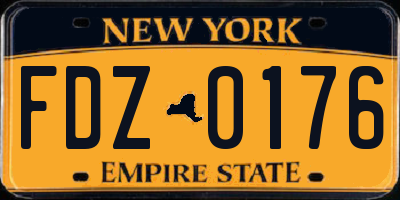 NY license plate FDZ0176