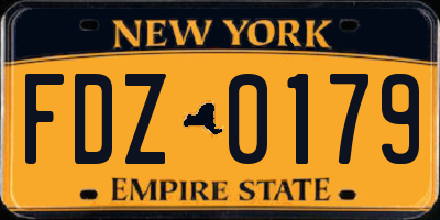 NY license plate FDZ0179